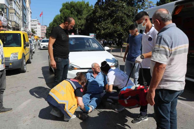 Yaralanan motosiklet sürücüsünün sağduyusu takdir topladı