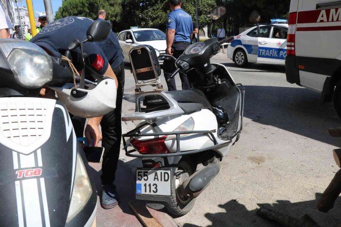 Yaralanan motosiklet sürücüsünün sağduyusu takdir topladı