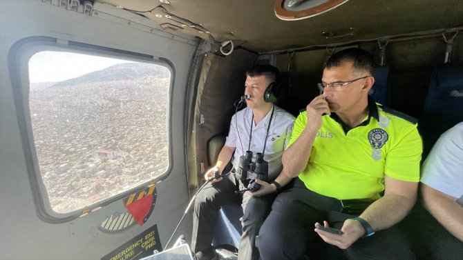 Kahramanmaraş'ta helikopter destekli trafik denetimi