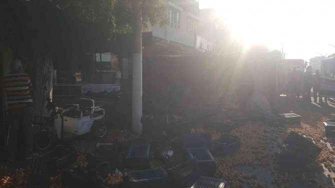 Kayısı yüklü kamyon devrildi: 3 yaralı