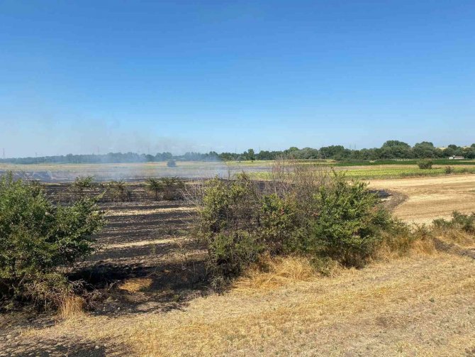 Kırklareli’nde anızlık alanda çıkan yangında 150 dekar alan zarar gördü