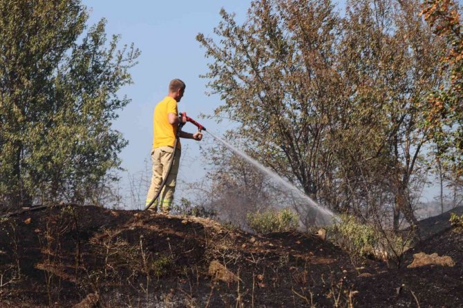 Anız yangını kapalı cezaevine sıçramadan söndürüldü