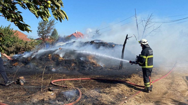 Saman yangını ahıra sıçradı; 20 küçükbaş öldü
