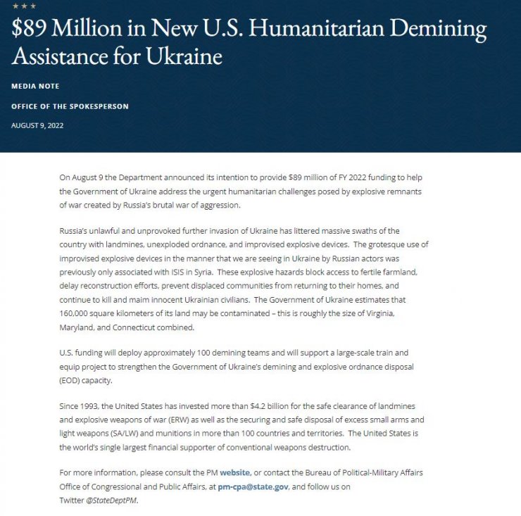 ABD’den Ukrayna’ya 89 milyon dolarlık yardım