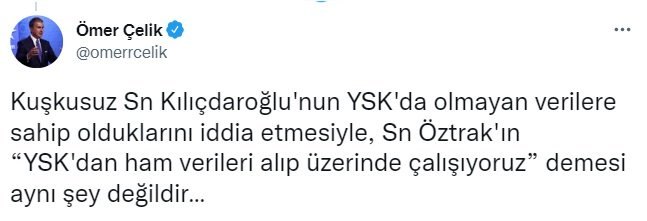 AK Parti'li Çelik: Kılıçdaroğlu'nun 'YSK'da olmayan veriler bizde var' demesi çok sorunlu bir ifadedir
