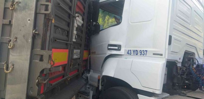 PTT’nin kargo aracı park halindeki tırların arasına daldı: 3 yaralı