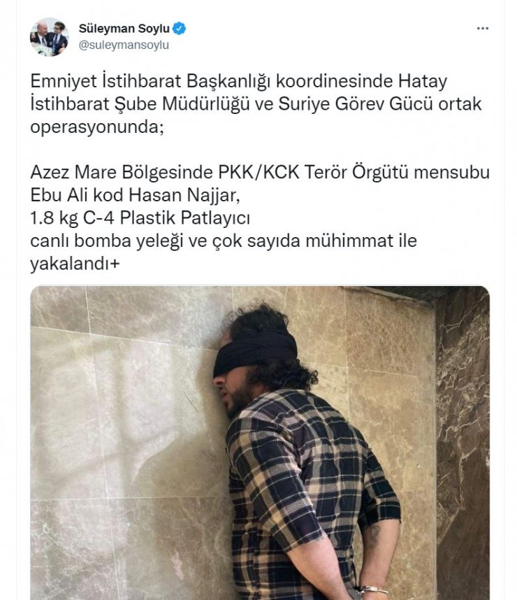 Bakan Soylu: PKK'lı terörist, canlı bomba yeleğiyle yakalandı
