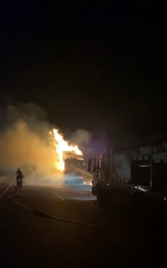 Kamyondaki 500 kovan arı yandı