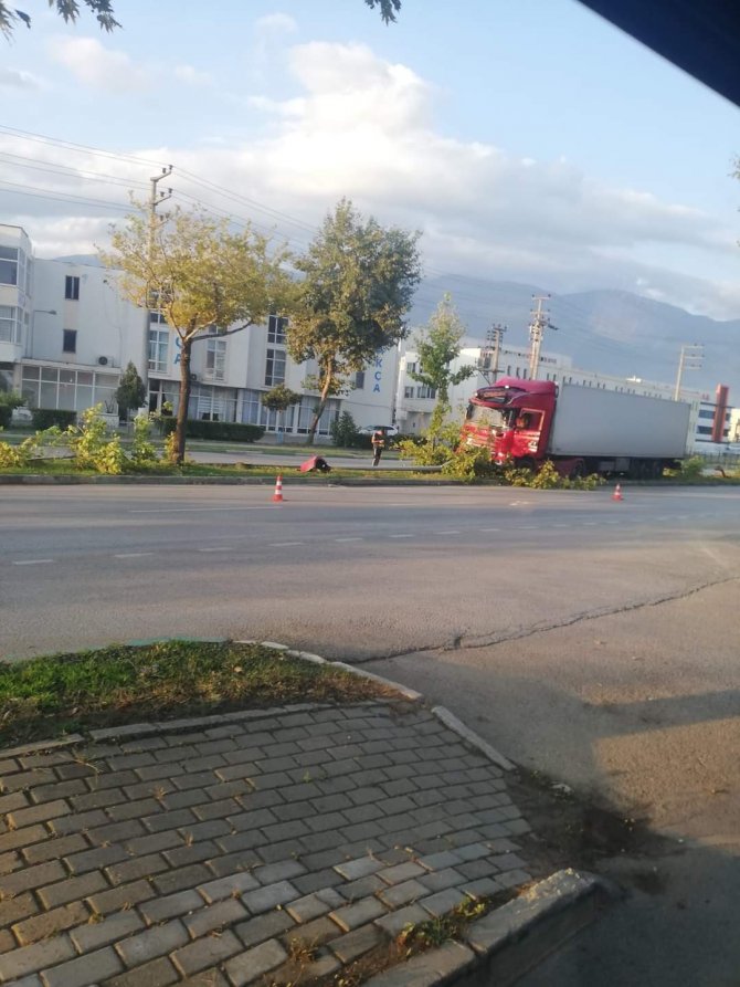 Kontrolden çıkar tırı, ağaçlar durdurdu