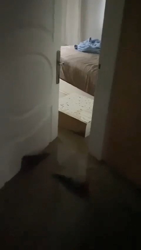 Evden nehir gibi su aktı, ev sahibinin çaresizliği kamerada