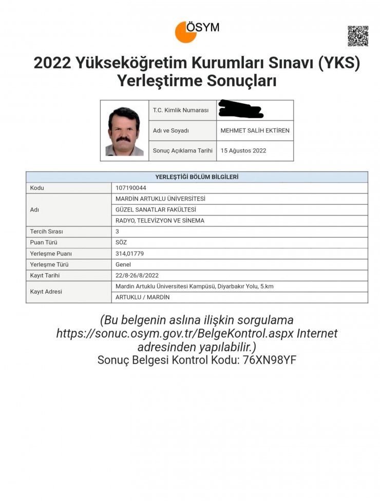 Üniversite hayalini 50 yaşında gerçekleştirdi