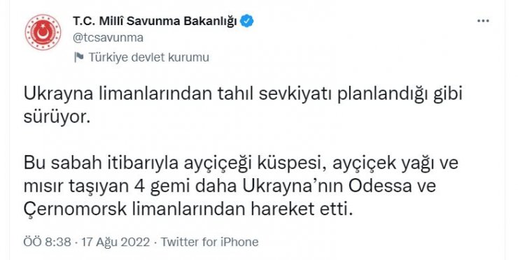 Ukrayna'dan 4 gemi daha hareket etti