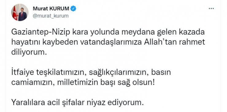 Bakanlardan başsağlığı mesajı