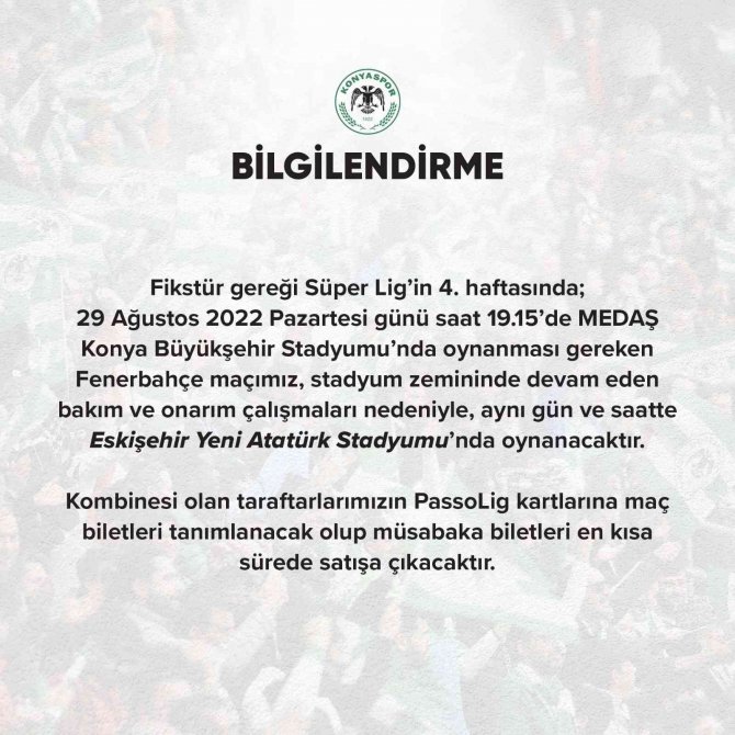 Fenerbahçe ilk kez Eskişehir Yeni Stadyumu’nda maça çıkacak