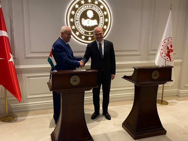 Bakan Soylu, Filistinli mevkidaşı Rih'iyi makamında ağırladı