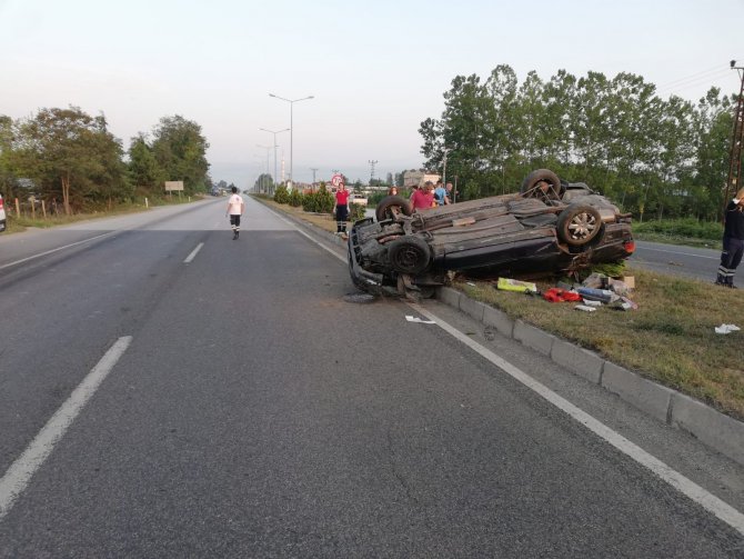 Samsun’da otomobil takla attı: 4 yaralı