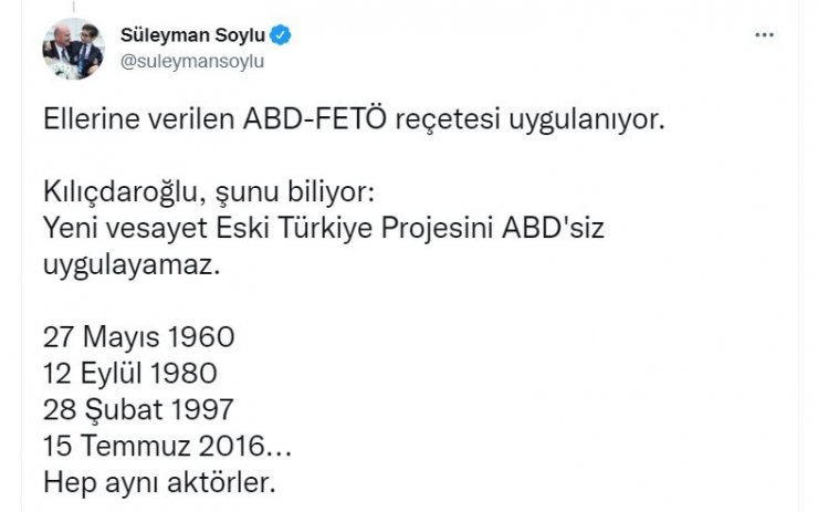 Bakan Soylu: Kılıçdaroğlu'nun derdi, kaos ve anarşizm