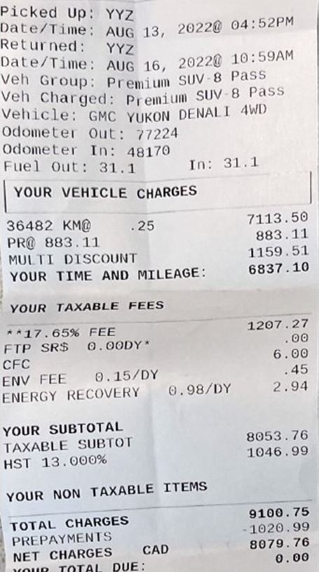 3 günlük araç kiralayan kadına 36 bin kilometrelik kiralık araç faturası