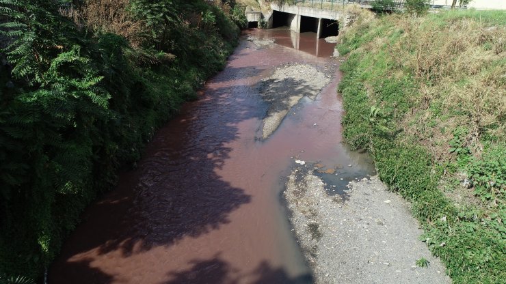 Ayamama deresi kırmızı renge büründü