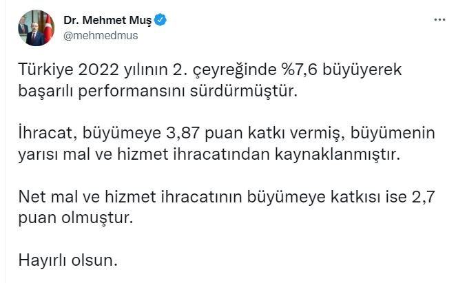 Bakan Muş: Türkiye başarılı performansını sürdürdü