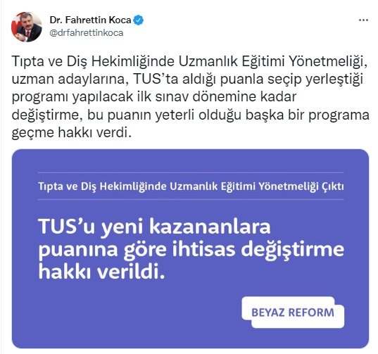 Bakan Koca: Asistanların nöbet sayısı artık ayda 8 ile sınırlı