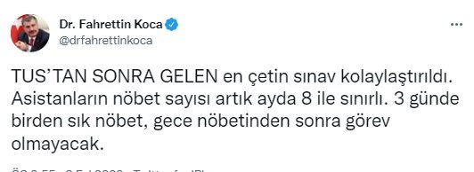 Bakan Koca: Asistanların nöbet sayısı artık ayda 8 ile sınırlı