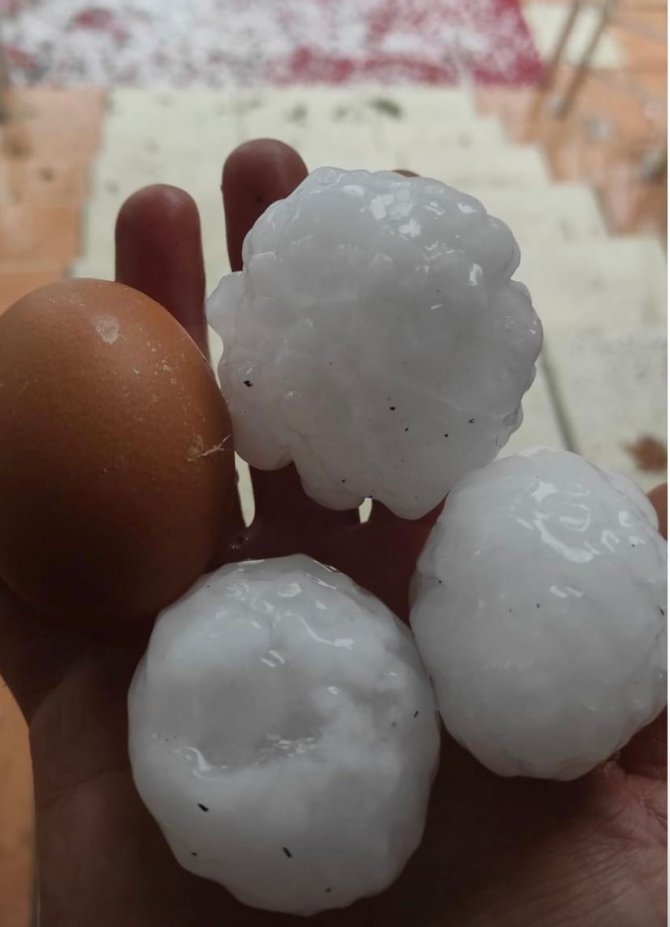 Yumurta büyüklüğünde yağan dolu maddi hasara neden oldu