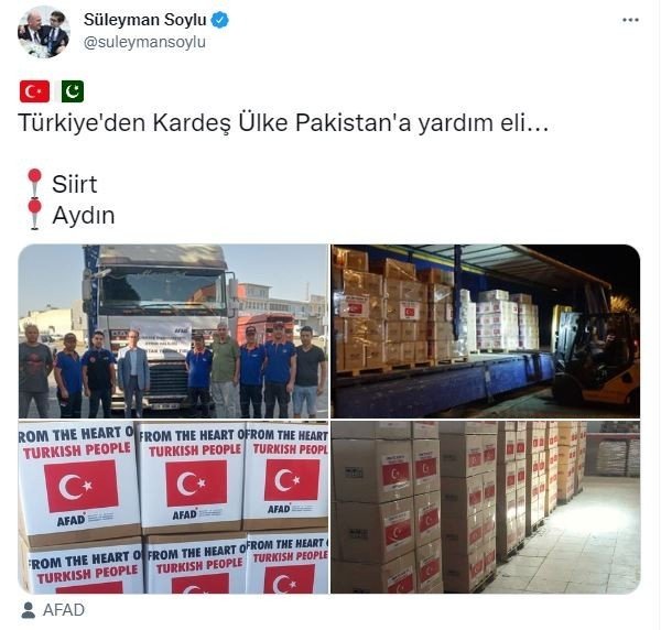 Aydın’dan Pakistan’a yardım eli