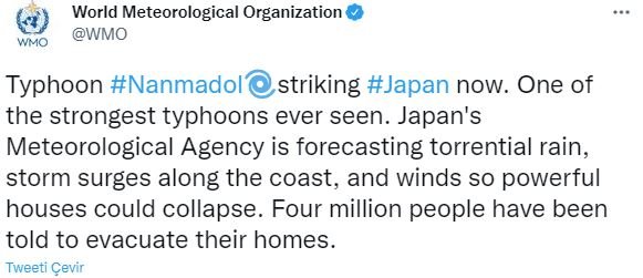 Japonya’yı Nanmadol tayfunu vuruyor