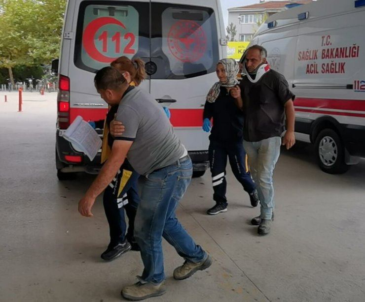 Yağmur nedeniyle kayganlaşan yolda kamyonet direğe çarptı; 2 yaralı