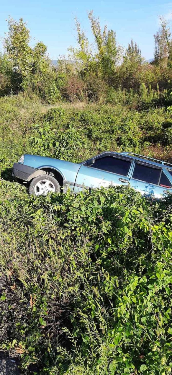 Kontrolden çıkan otomobil tarlaya uçtu