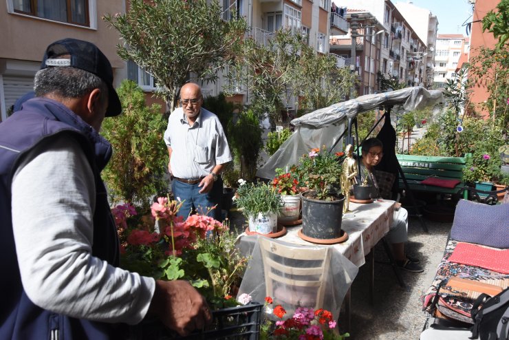 Hasta eşi için kaldırımı bahçeye çevirmişti, belediye de destek verdi