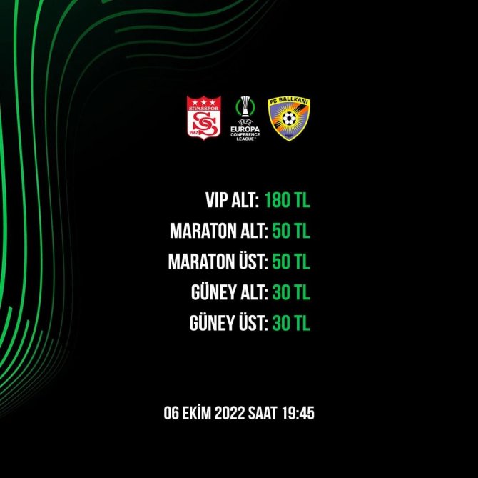 Sivasspor-Ballkani maç biletleri satışta