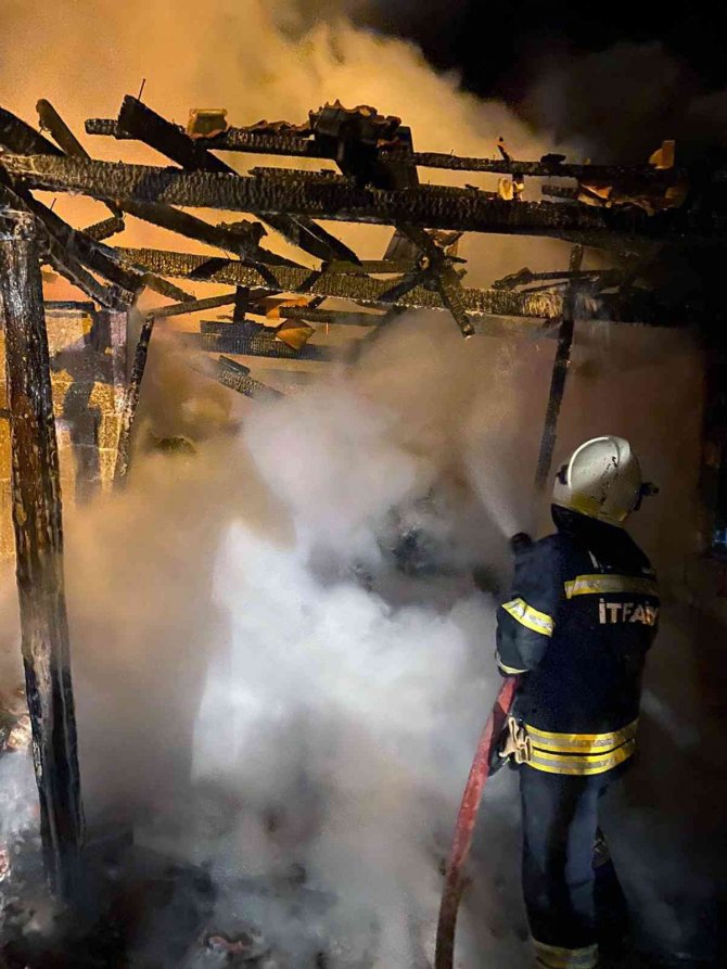 Ahırda çıkan yanında 3 büyükbaş hayvan telef oldu