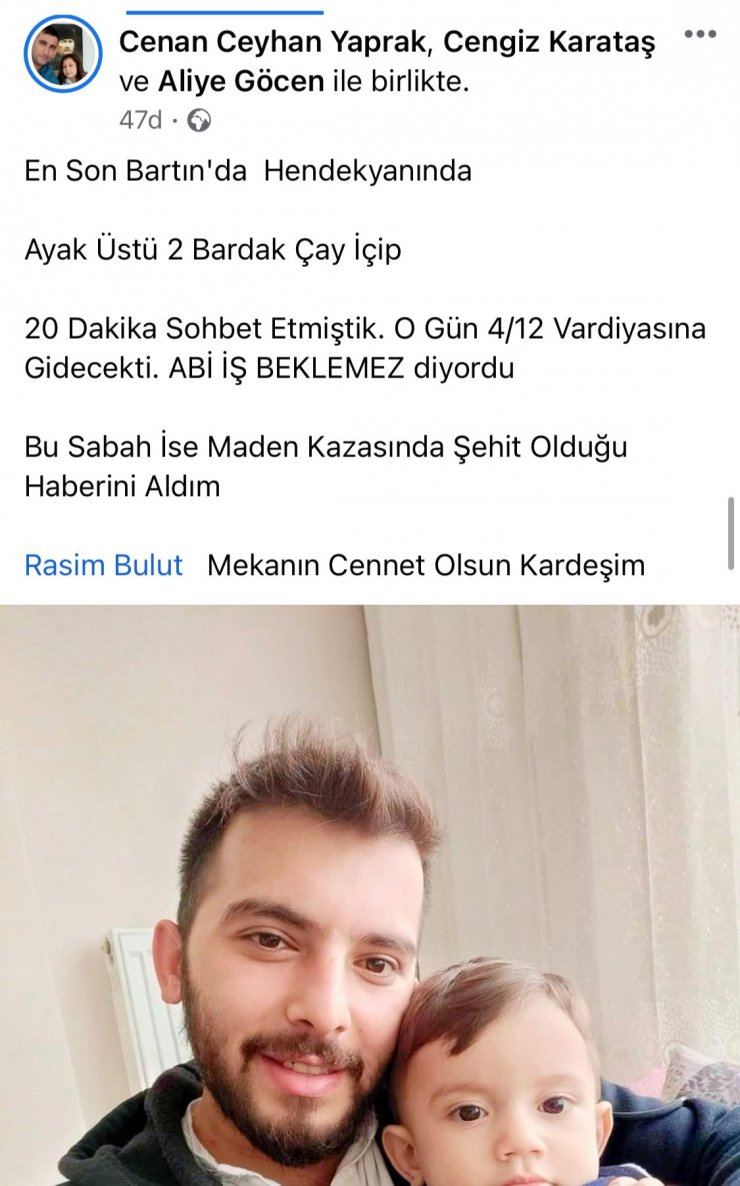 Bartın'da hayatını kaybeden madencilerden geriye yürek yakan fotoğrafları kaldı