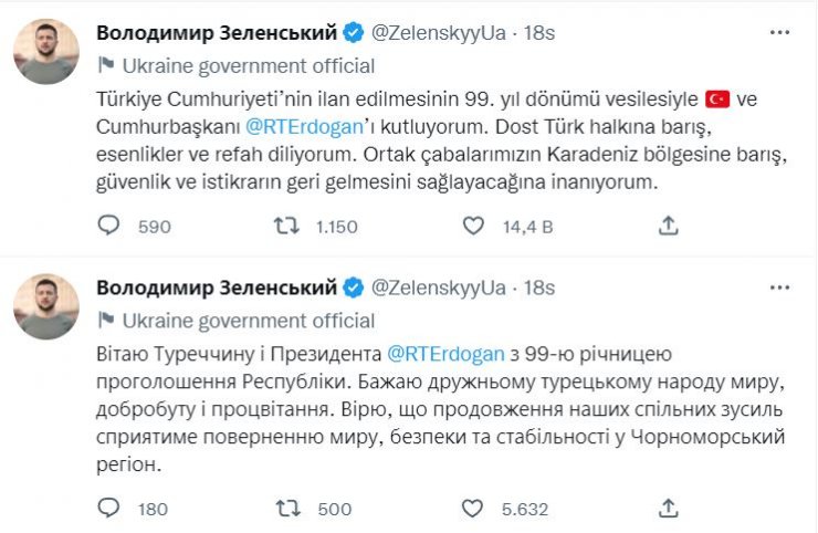 Dünyadan Türkiye’ye Cumhuriyet Bayramı kutlamaları