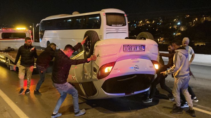 Kaldırıma çarpan otomobil takla attı; sürücü 1.67 promil alkollü çıktı