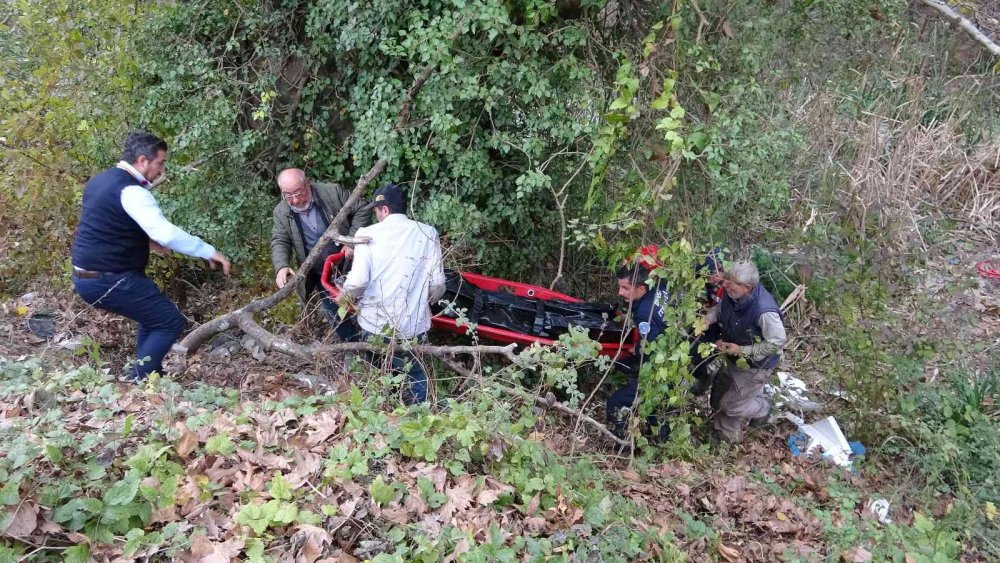 Kontrolden çıkan otomobil 15 metre yükseklikten dereye uçtu : 1 ölü 1 yaralı