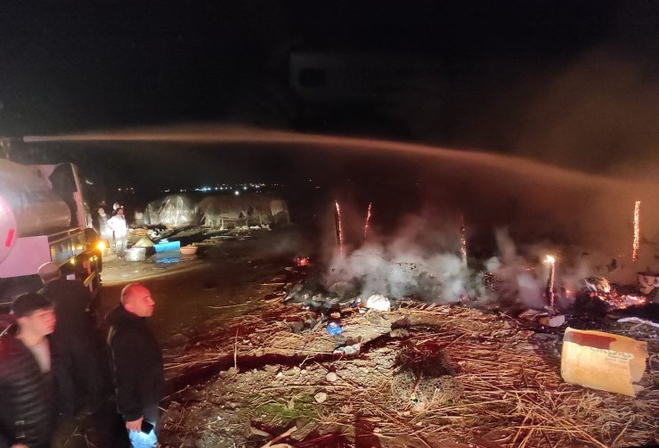 Göçerlerin çadırı yandı: 55 koyun telef oldu, 100 bin TL de yanarak kül oldu