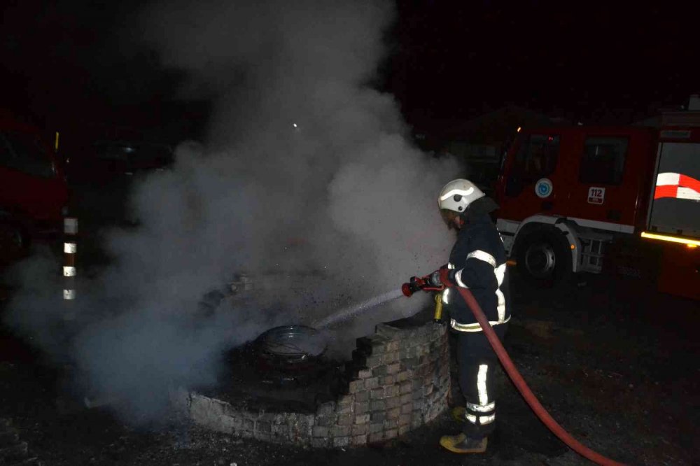 Isınmak için yaktığı lastik bomba gibi patladı
