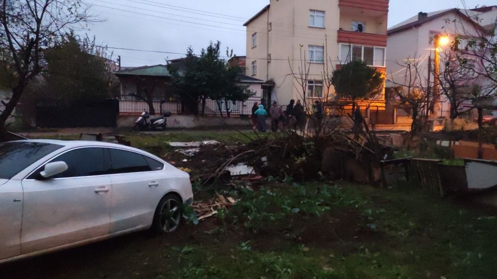 Kontrolden çıkan otomobil çitleri aşıp evin bahçesine daldı