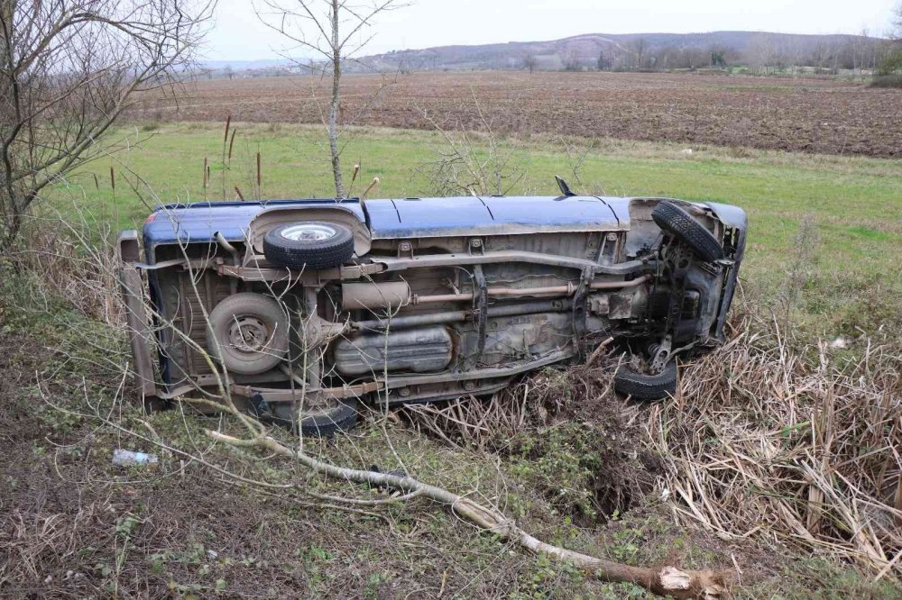 Kontrolden çıkan araç yol kenarına düştü: 2 yaralı