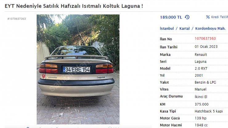 'EYT nedeniyle acil satılık'