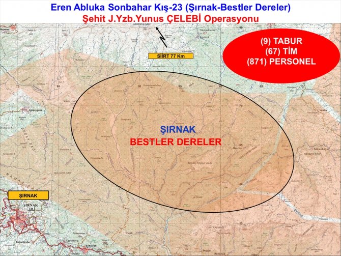 Şırnak'ta 871 personelin katılımıyla askeri operasyon