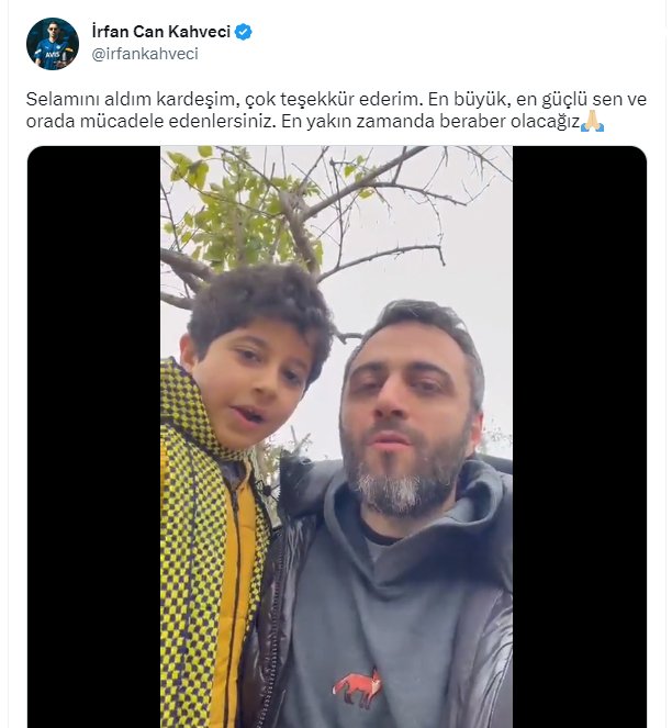 İrfan Can Kahveci'den minik depremzedeye cevap