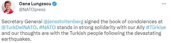 Stoltenberg, NATO’daki Türkiye Temsilciliği’nde taziye defterini imzaladı