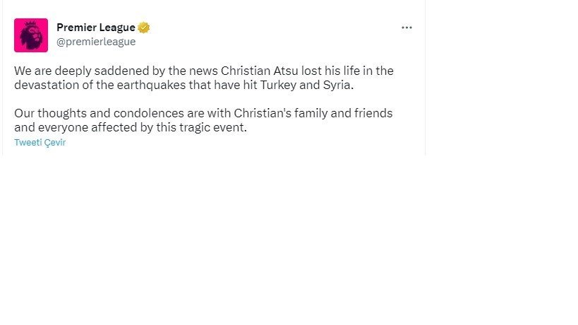 Premier Lig’den Atsu için taziye mesajı