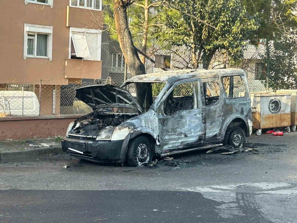 Hafif ticari araç alev alev yandı