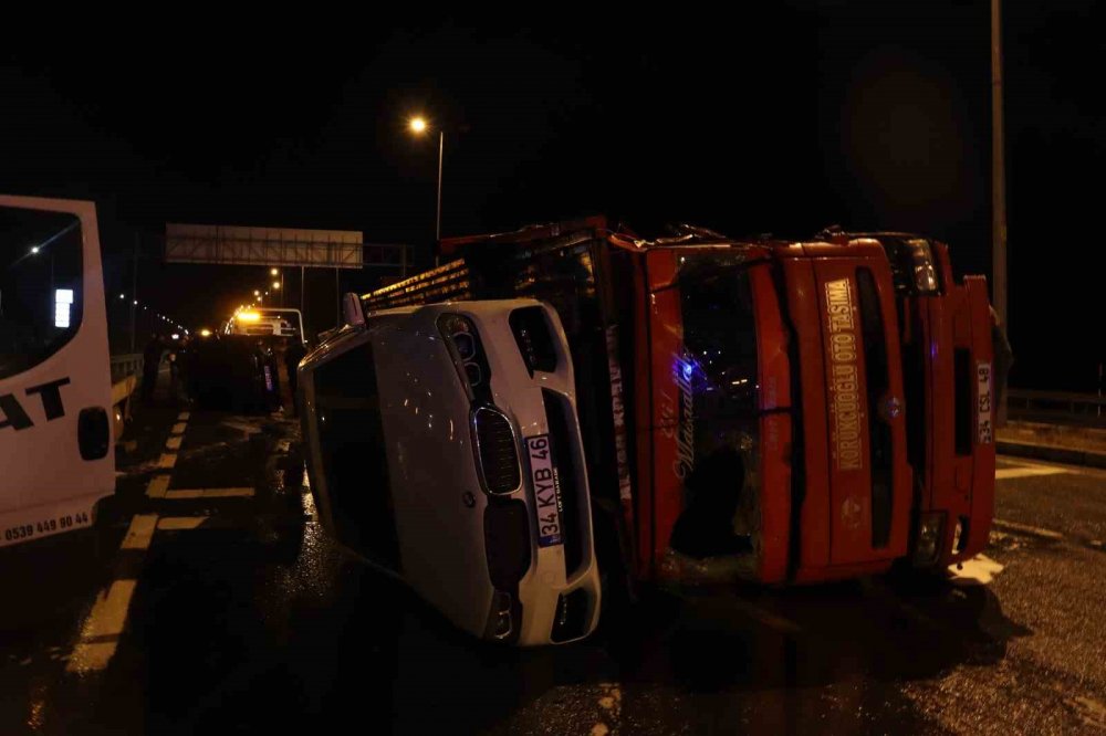 Yanan tırın sürücüsünü polis kurtardı