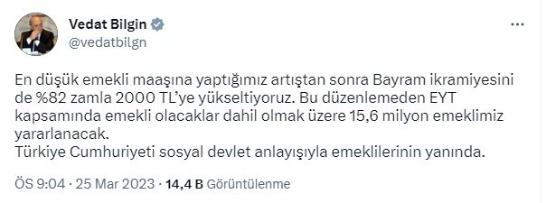 Emekli ikramiyesine düzenleme! Bakan Bilgin duyurdu: 15,6 milyon kişi yararlanacak